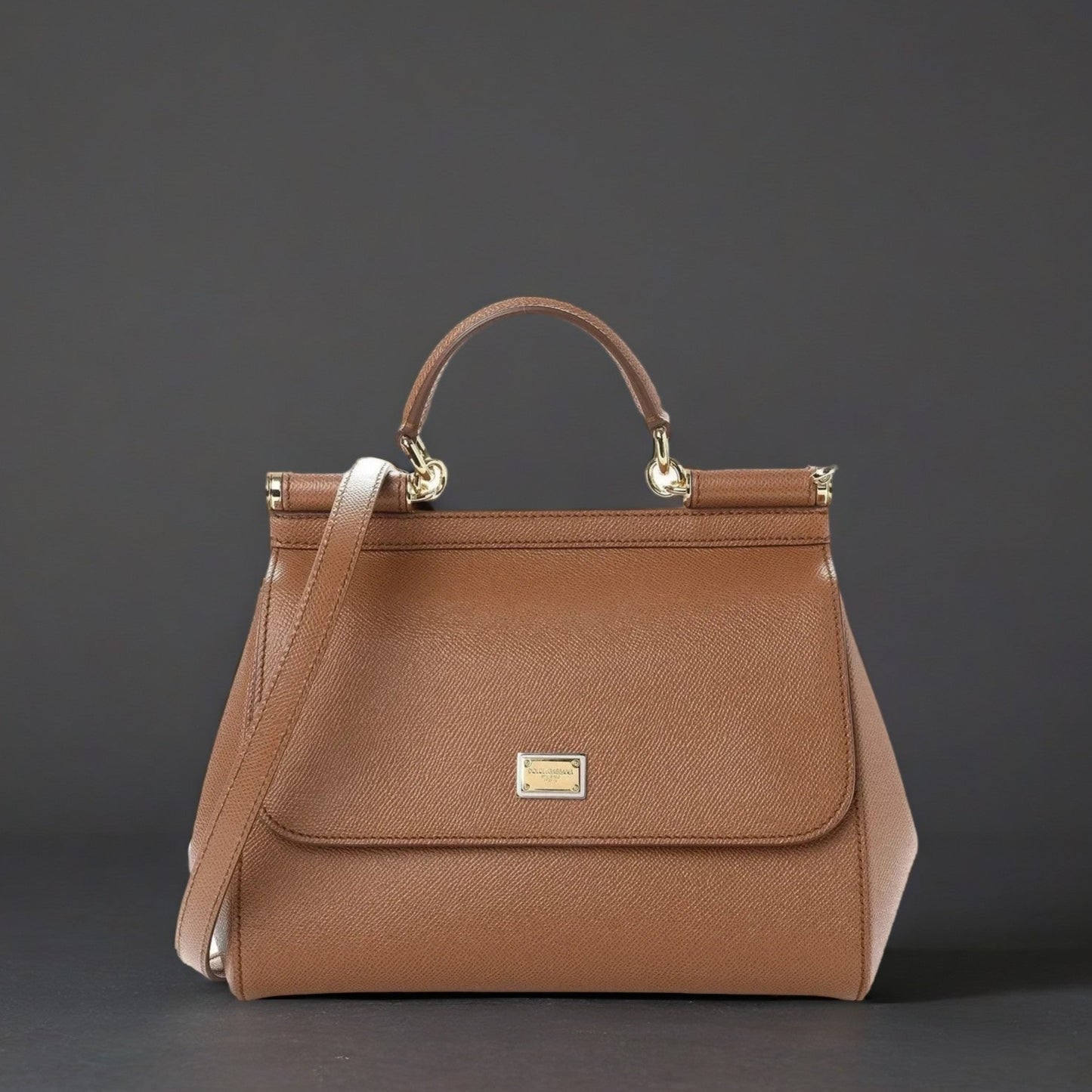 Dauphine Calfskin Medium Miss Sicily Satchel Caramello