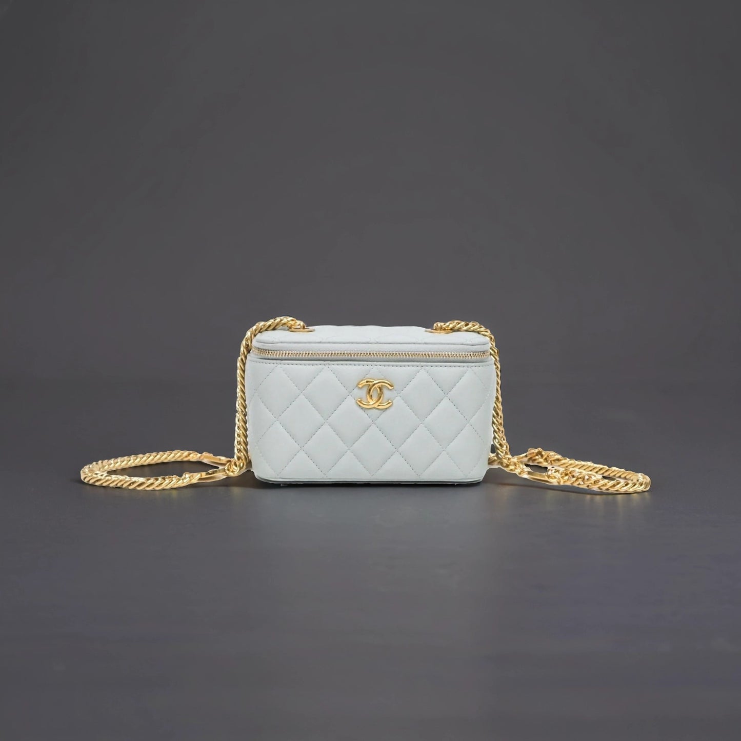 Coco Chain Vanity Blue Lambskin Gold Hardware
