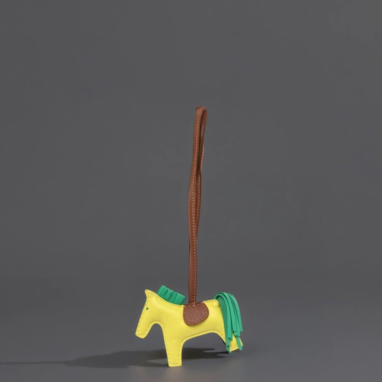 Milo Lambskin Grigri Rodeo Horse Bag Charm PM Lime Menthe Fauve