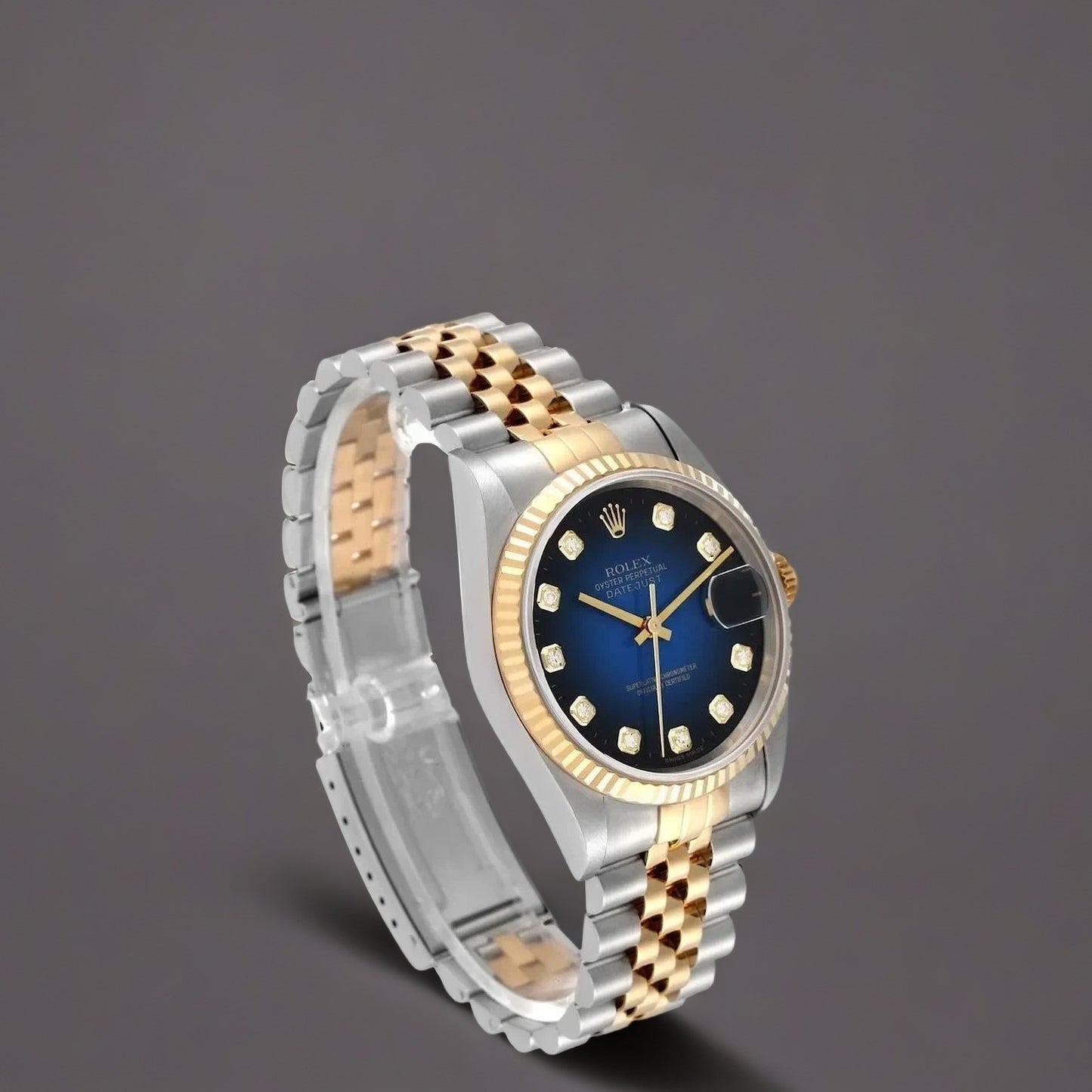Rolex Datejust Midsize 31mm  Steel Yellow Gold Vignette Blue Diamond Watch