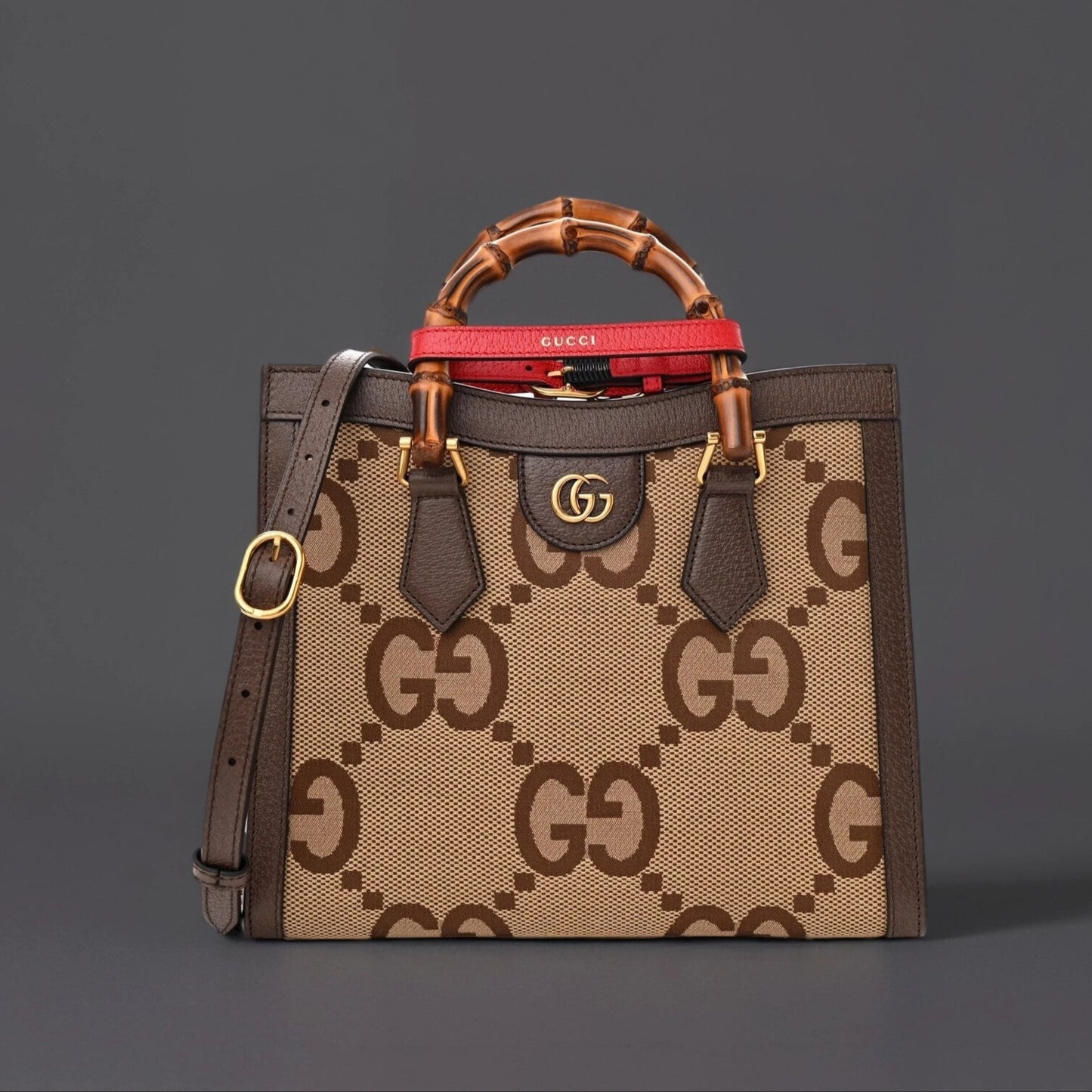 Monogram Jumbo GG Textured Dollar Calfskin Small Diana Tote Bag Camel Ebony New Acero Pomegranate Red