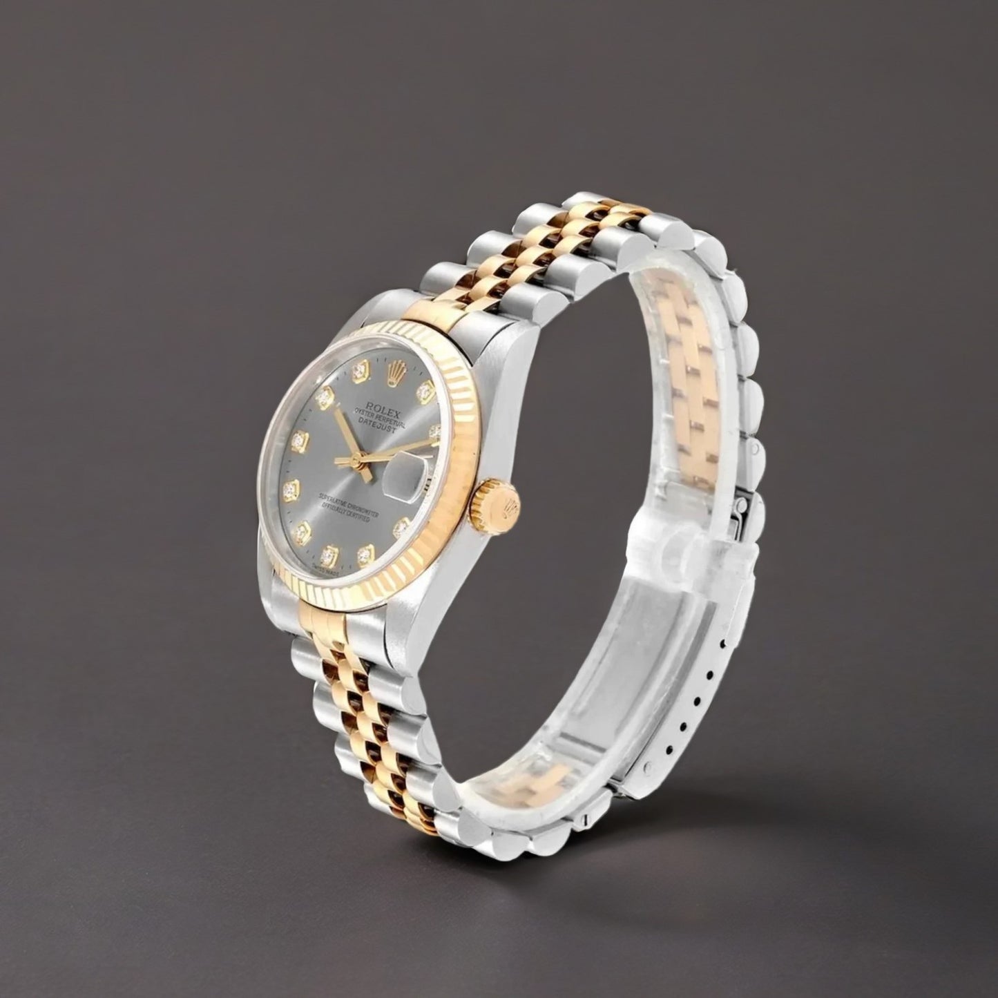 Rolex Datejust 26mm Steel Yellow Gold Slate Diamond Dial  Watch