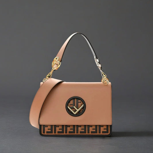 Vitello Century F is Fendi FF Embossed Kan I Shoulder Bag Orzo Tobacco