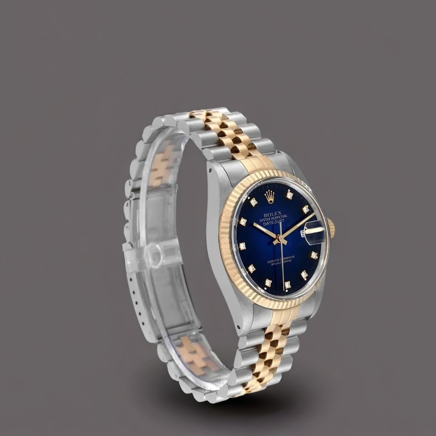 Rolex Datejust 36 Blue Vingette Diamond Dial Vintage Watch