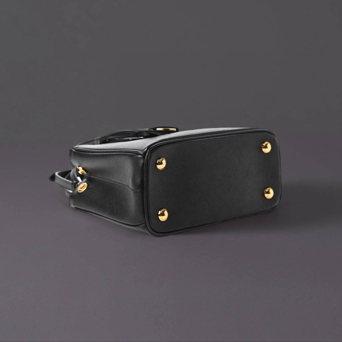 Saffiano Lux Mini Galleria Double Zip Tote Black