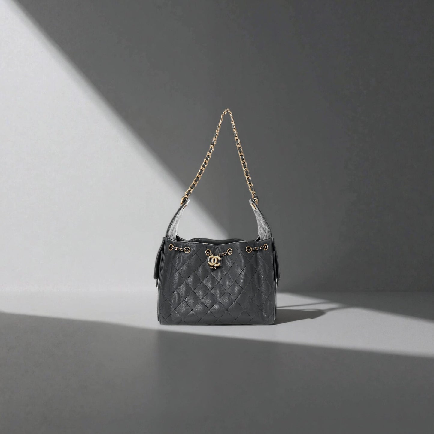 Caviar Quilted Small Chanel 25 Handbag Dark Grey