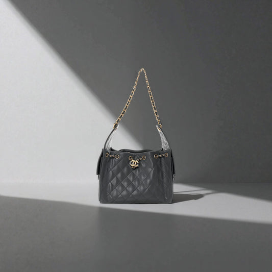 Caviar Quilted Small Chanel 25 Handbag Dark Grey