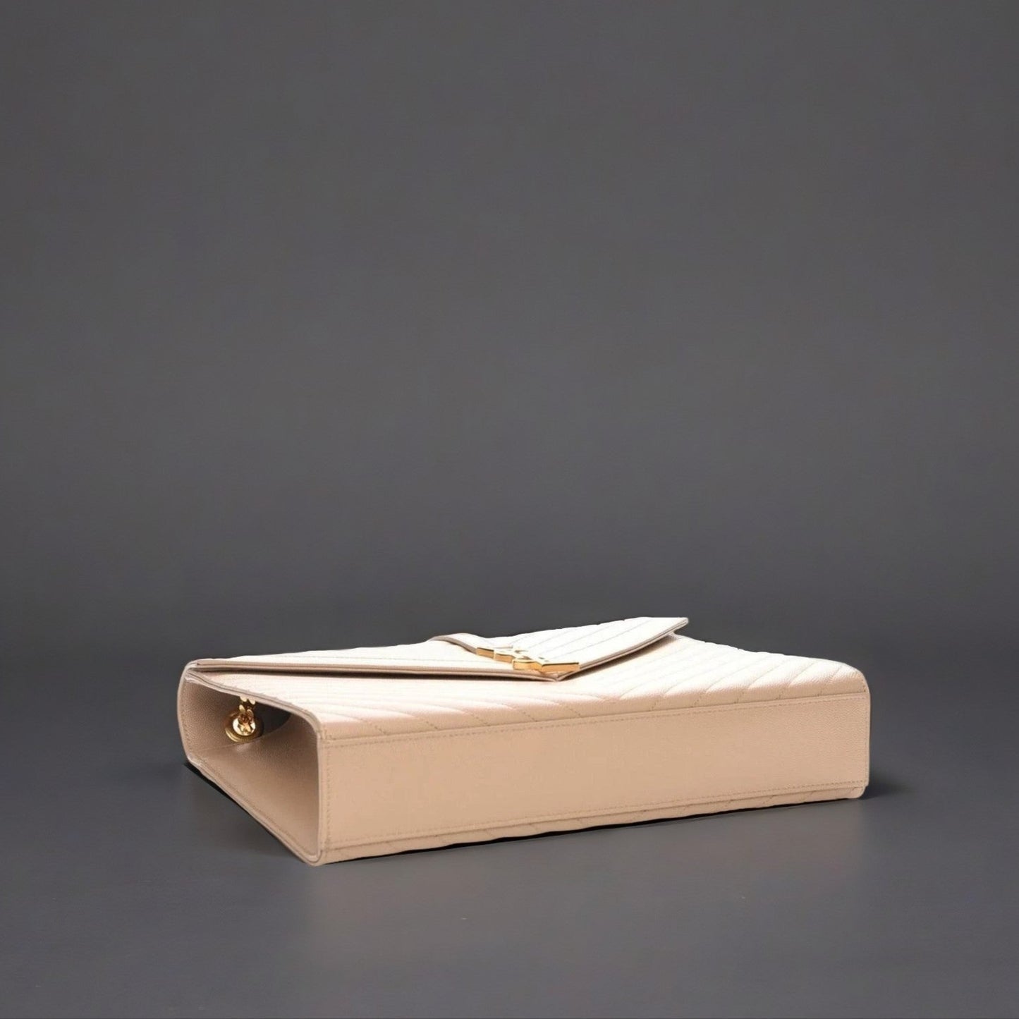 Grain De Poudre Matelasse Chevron Large Monogram Satchel Dark Beige