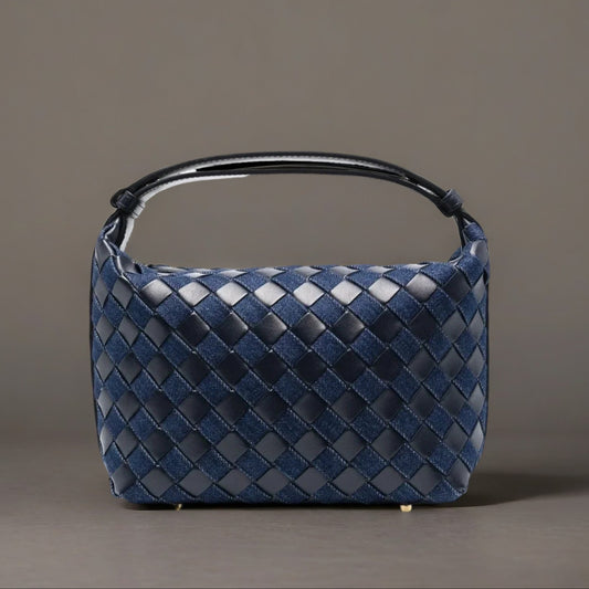 Bottega Veneta Mini Wallace Intrecciato Denim Top-Handle Bag