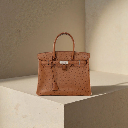Ostrich Birkin 25 Gold Leather