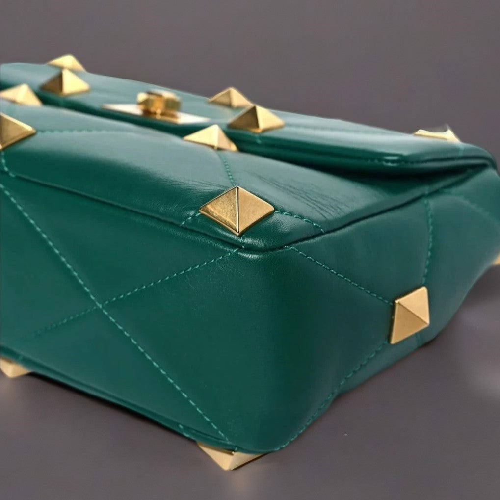 Nappa Large Roman Stud Shoulder Bag Jungle