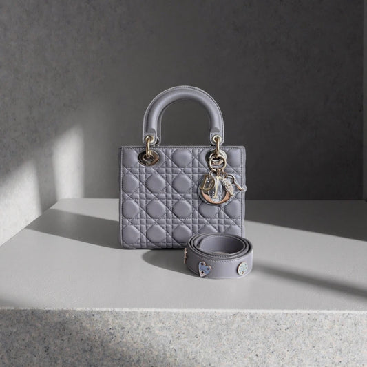 Lambskin Cannage Small My ABCDior Lady Dior Grey