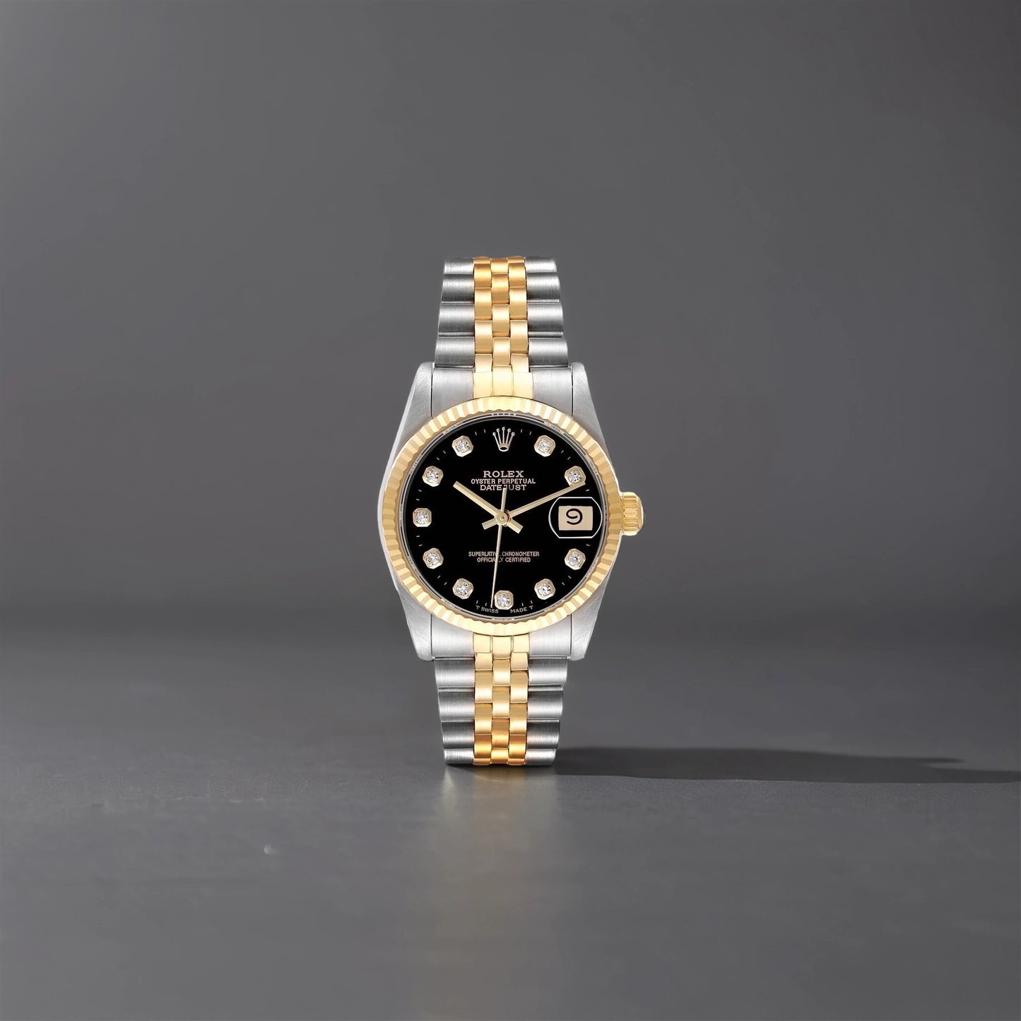 Rolex Datejust 31mm Midsize Diamond Steel Yellow Gold Black