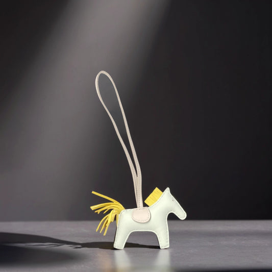 Milo Lambskin Grigri Rodeo Horse Bag Charm PM Vert Fizz Lime Craie