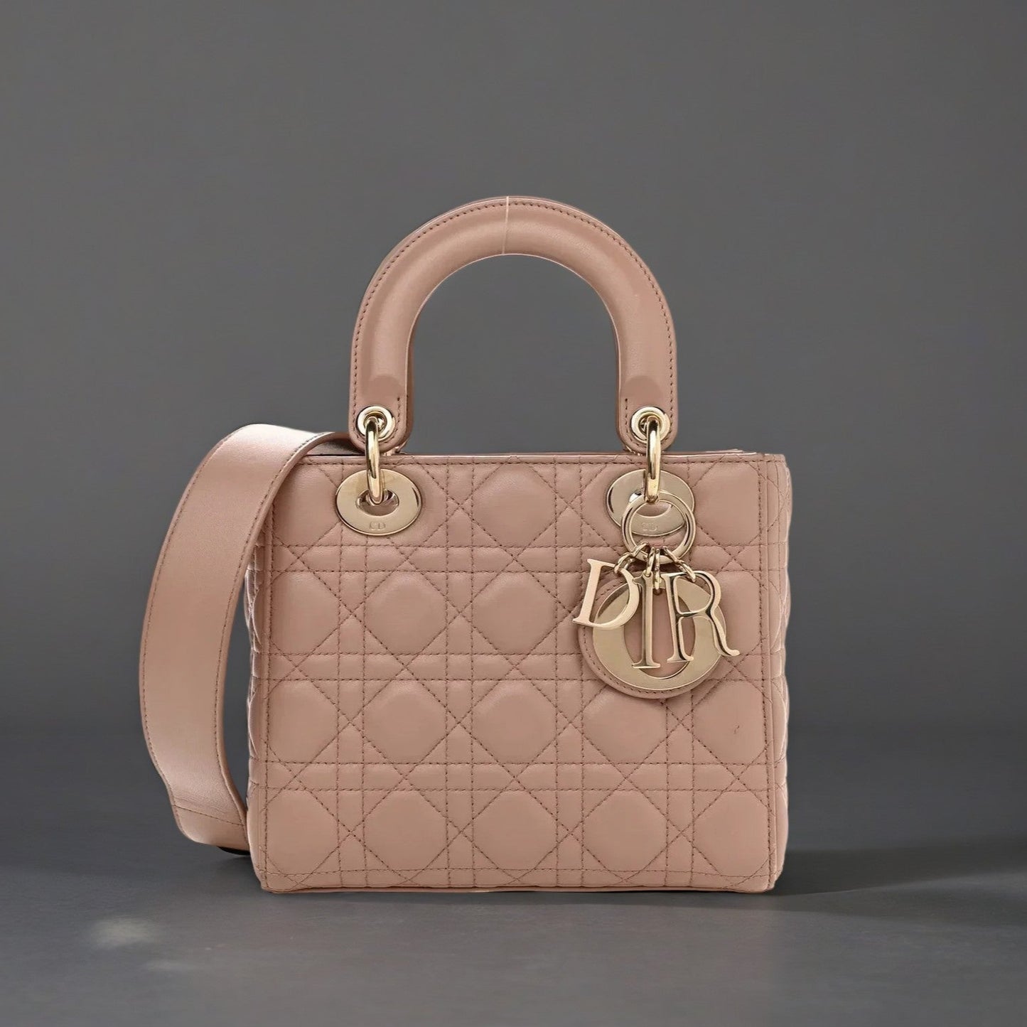 Lambskin Cannage Small Lady Dior Pink