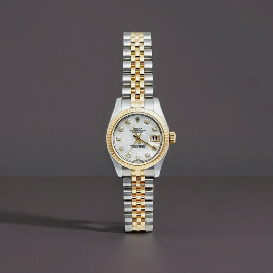 Rolex Mother of Pearl 18K Yellow Gold Stainless Steel Diamond Datejust