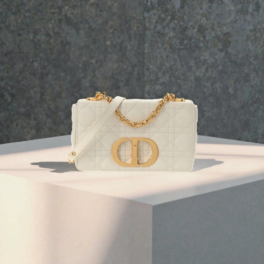 Lambskin Cannage Small Caro Bag Ivory