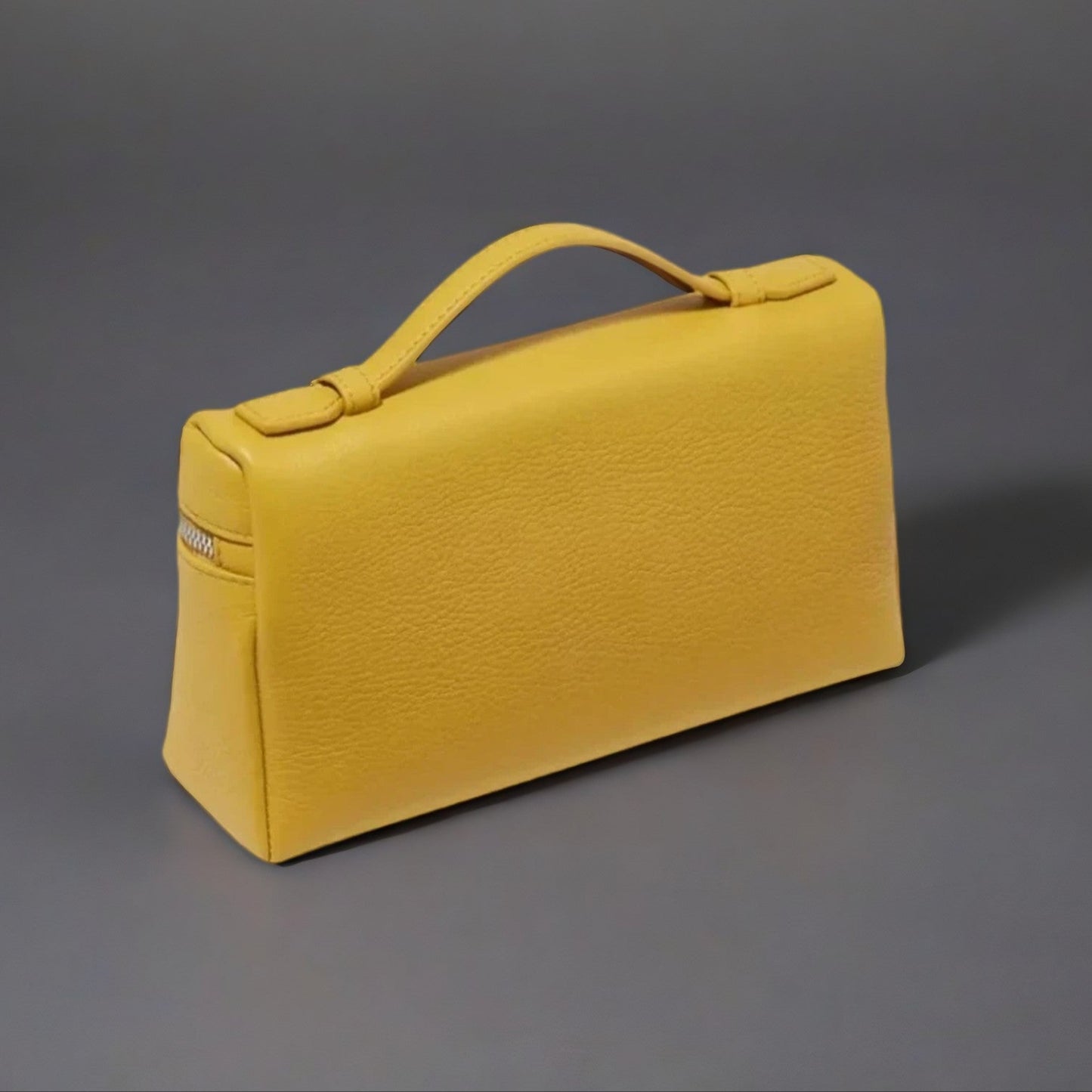 LORO PIANA Grained Calfskin L19 Extra Pocket Pouch Yellow
