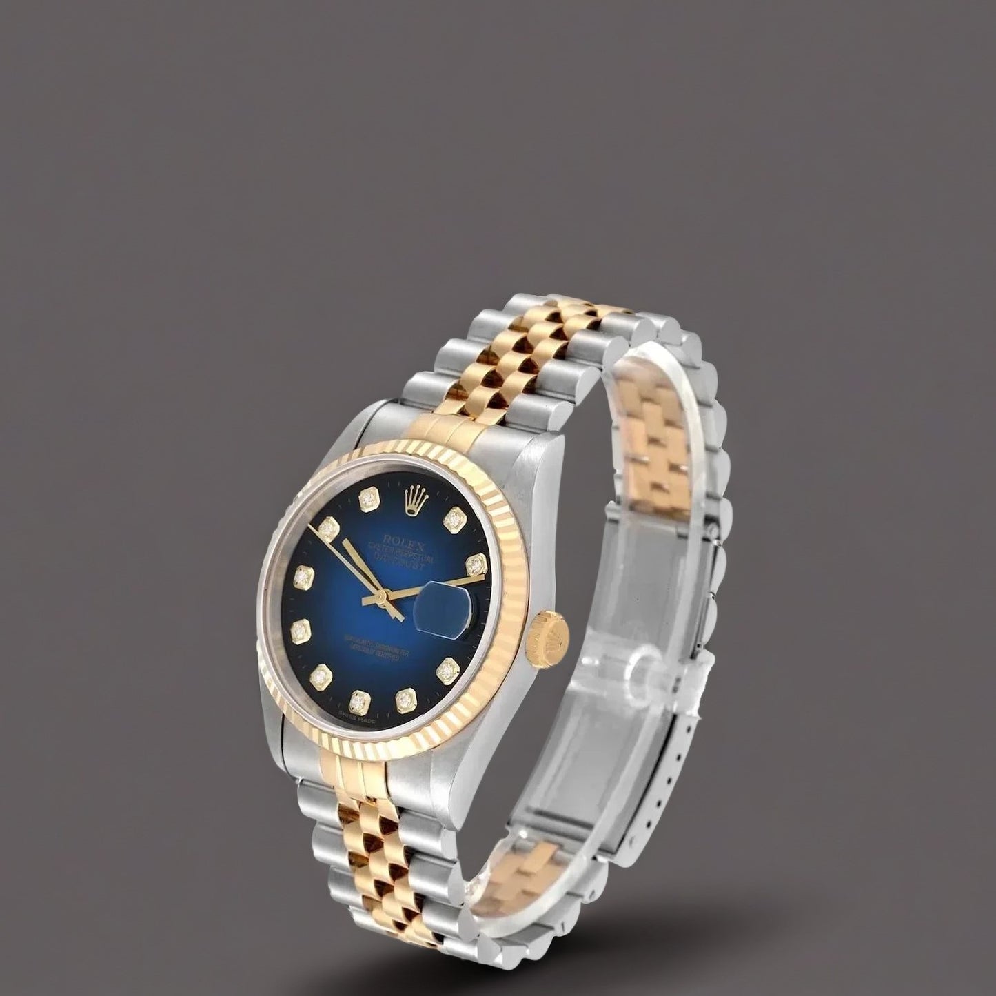 Rolex Datejust Midsize 31mm  Steel Yellow Gold Vignette Blue Diamond Watch