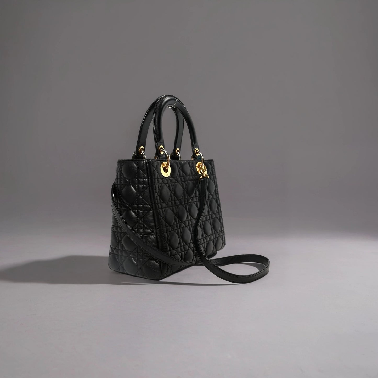 Lambskin Cannage Medium Lady Dior Black