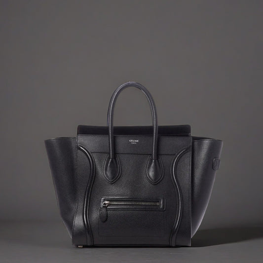 Drummed Calfskin Mini Luggage Black