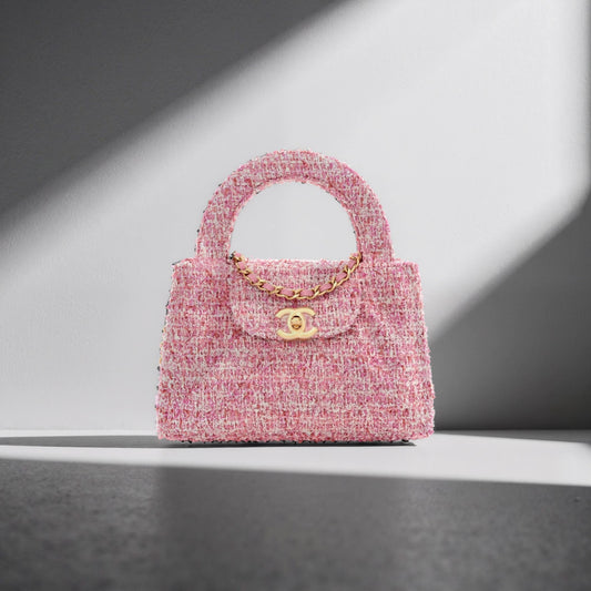 Tweed Quilted Nano Kelly Shopper Pink