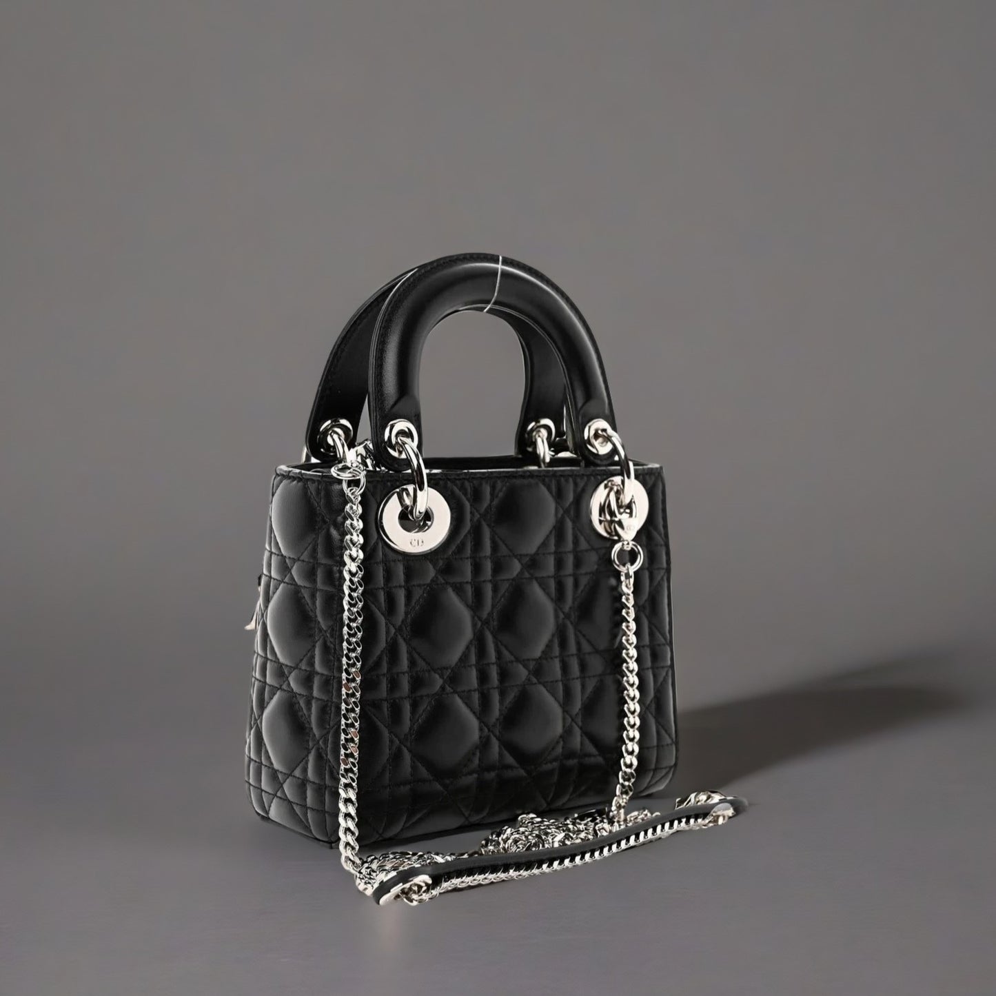 Lambskin Cannage Mini Lady Dior Black
