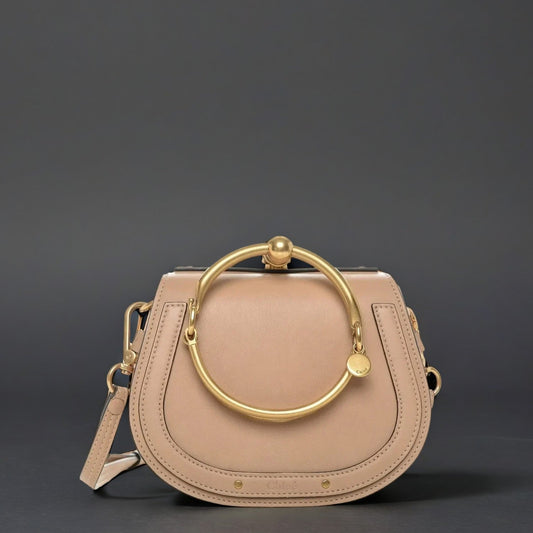 Calfskin Suede Small Nile Bracelet Bag Biscotti Beige