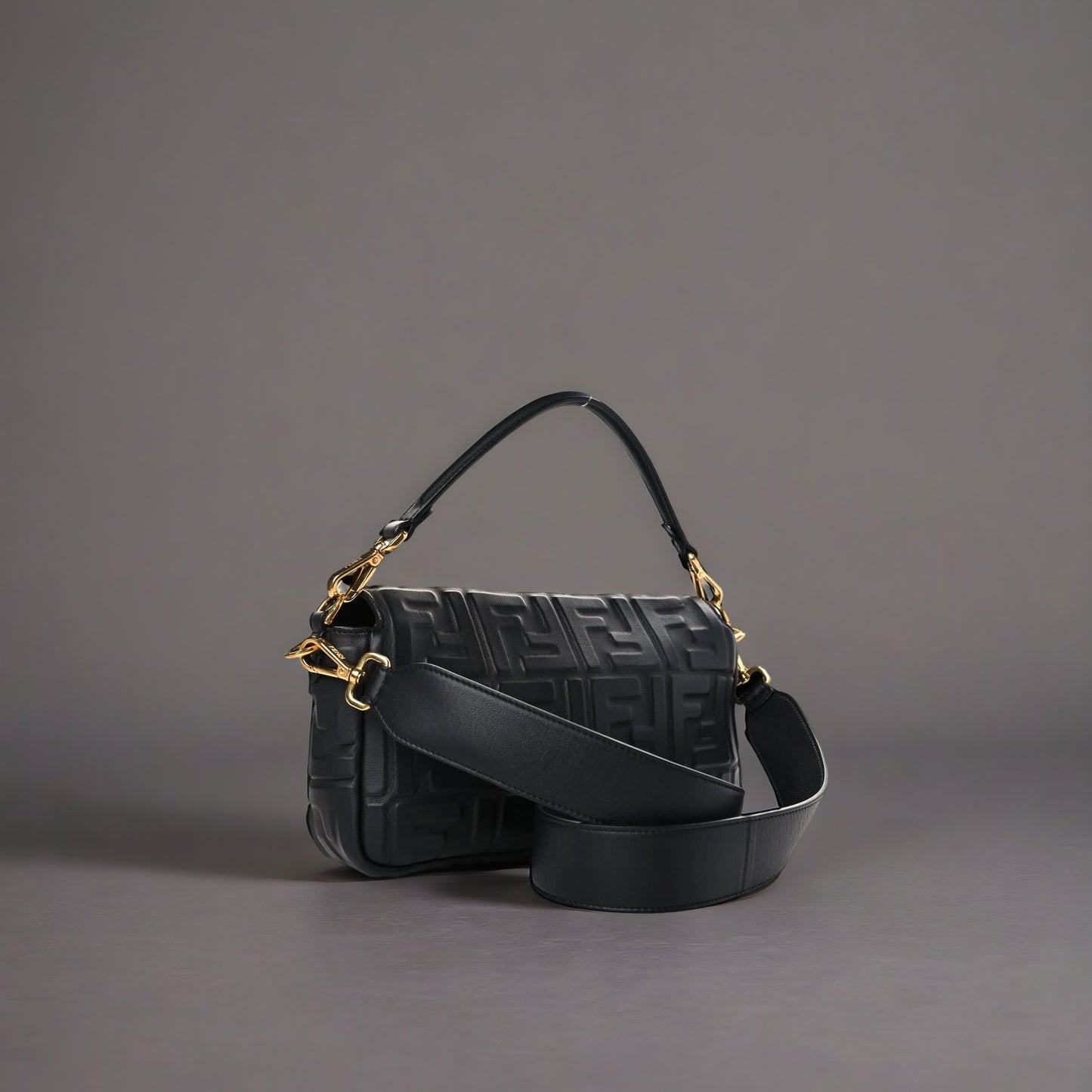 Nappa FF 1974 Embossed Baguette Black