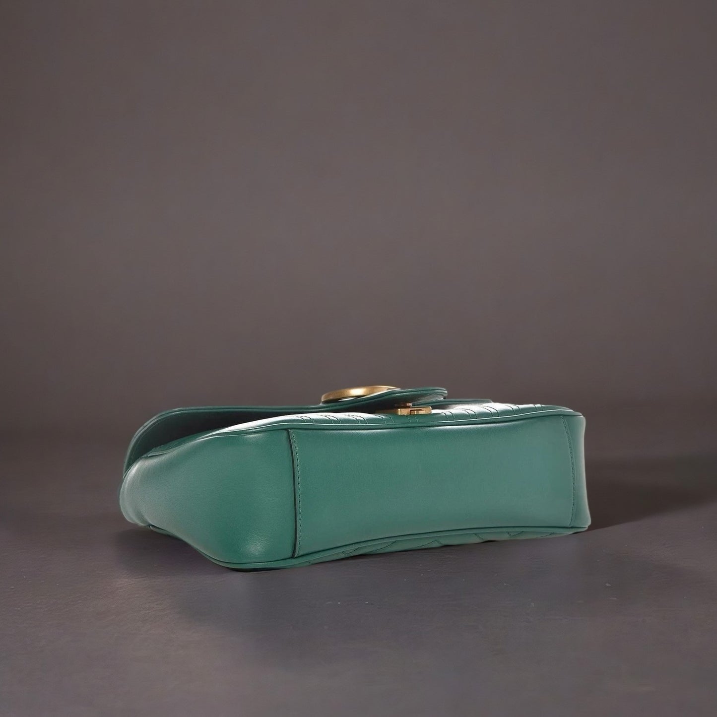 Calfskin Matelasse Small GG Marmont Shoulder Bag Emerald Green