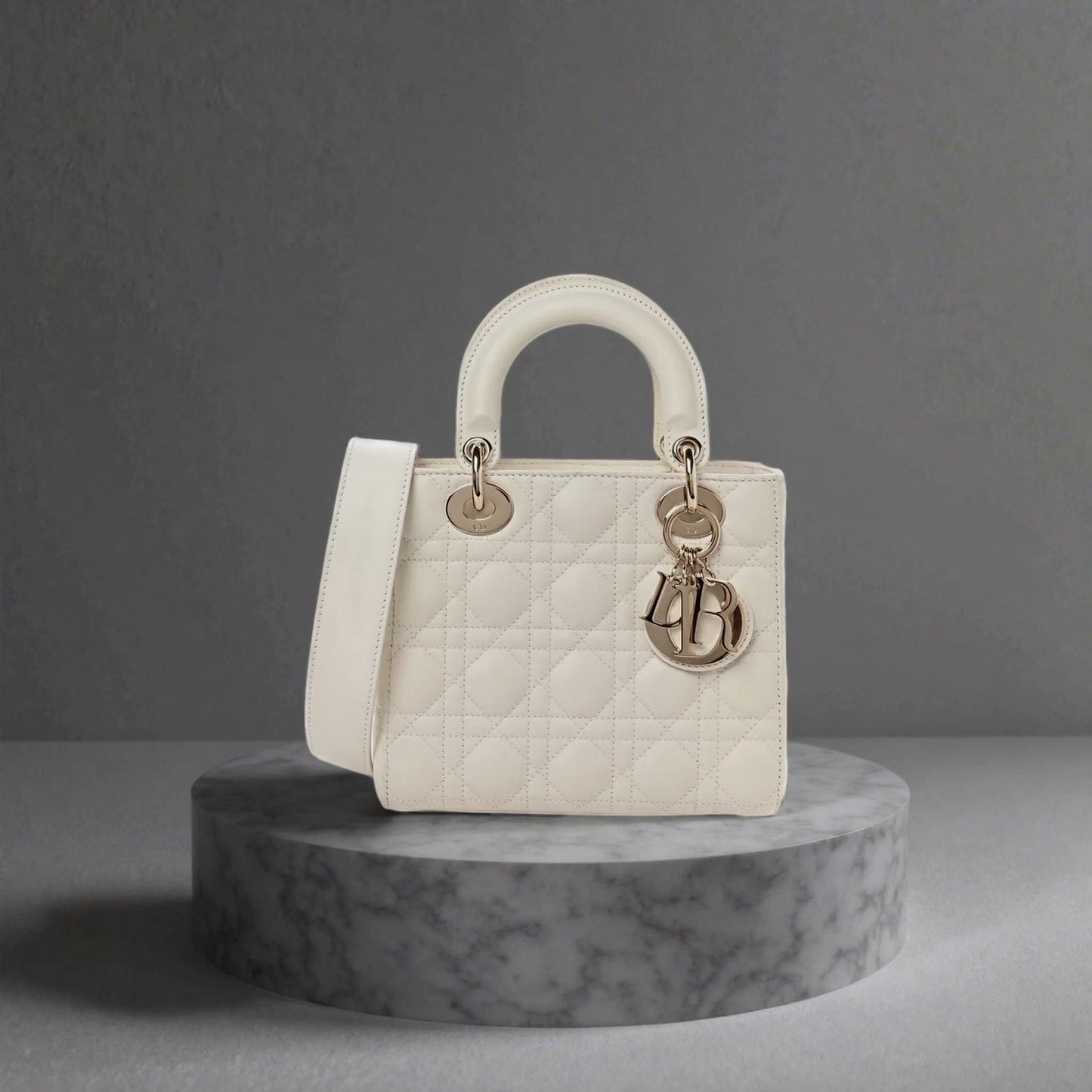 Lambskin Cannage Small My ABCDior Lady Dior White