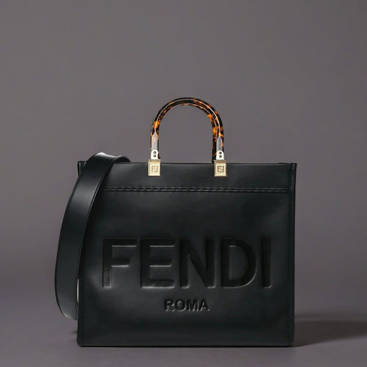 Calfskin Plexiglass Medium Sunshine Shopper Tote Black