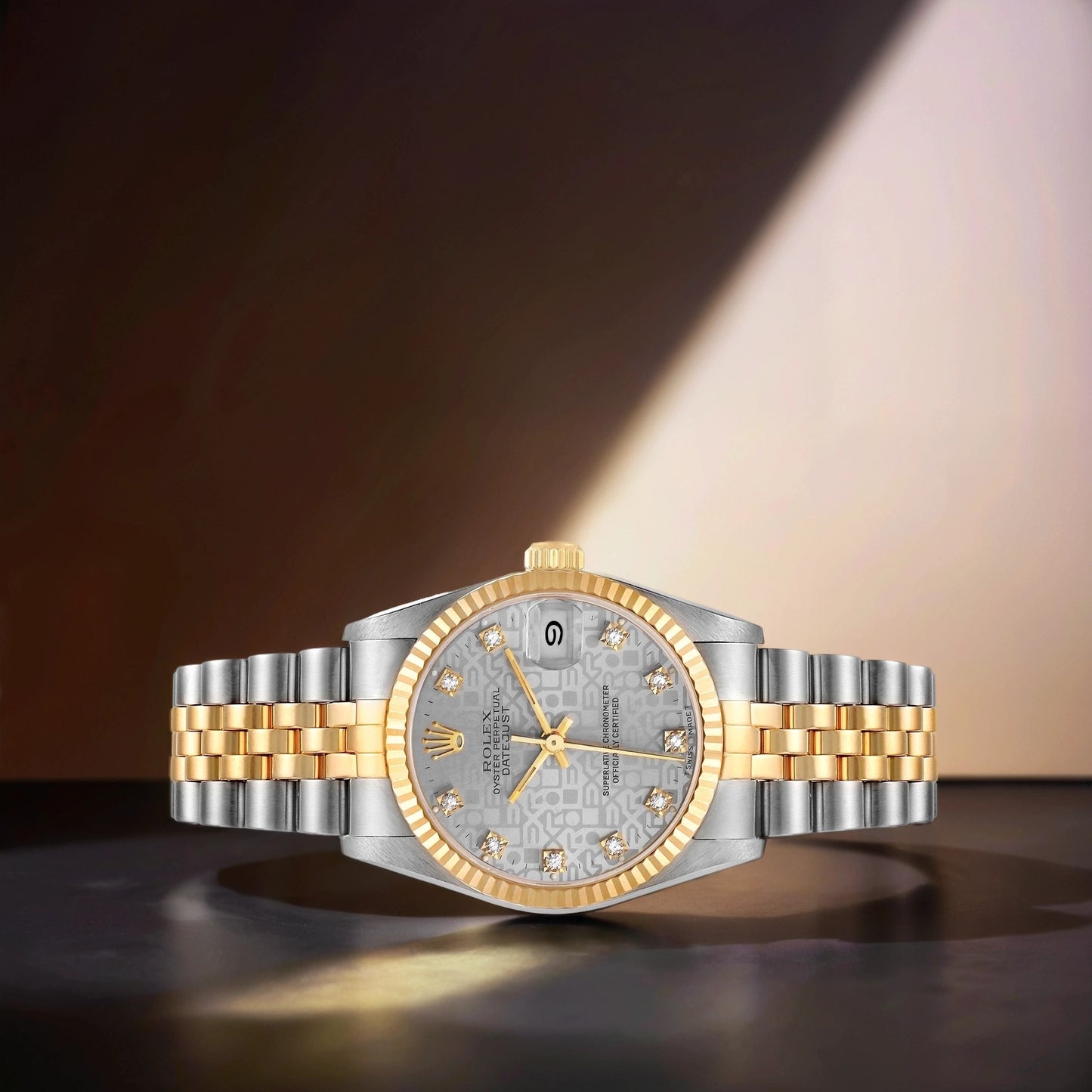 Rolex Datejust Midsize 31mm Steel Yellow Gold Diamond Dial Watch