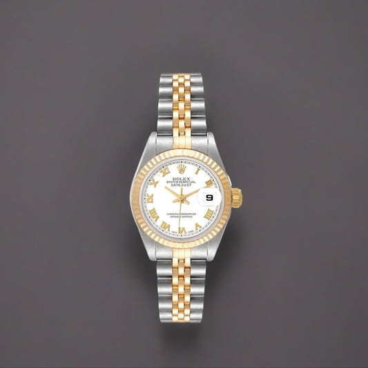 Rolex Datejust 26mm Steel Yellow Gold White Dial Watch