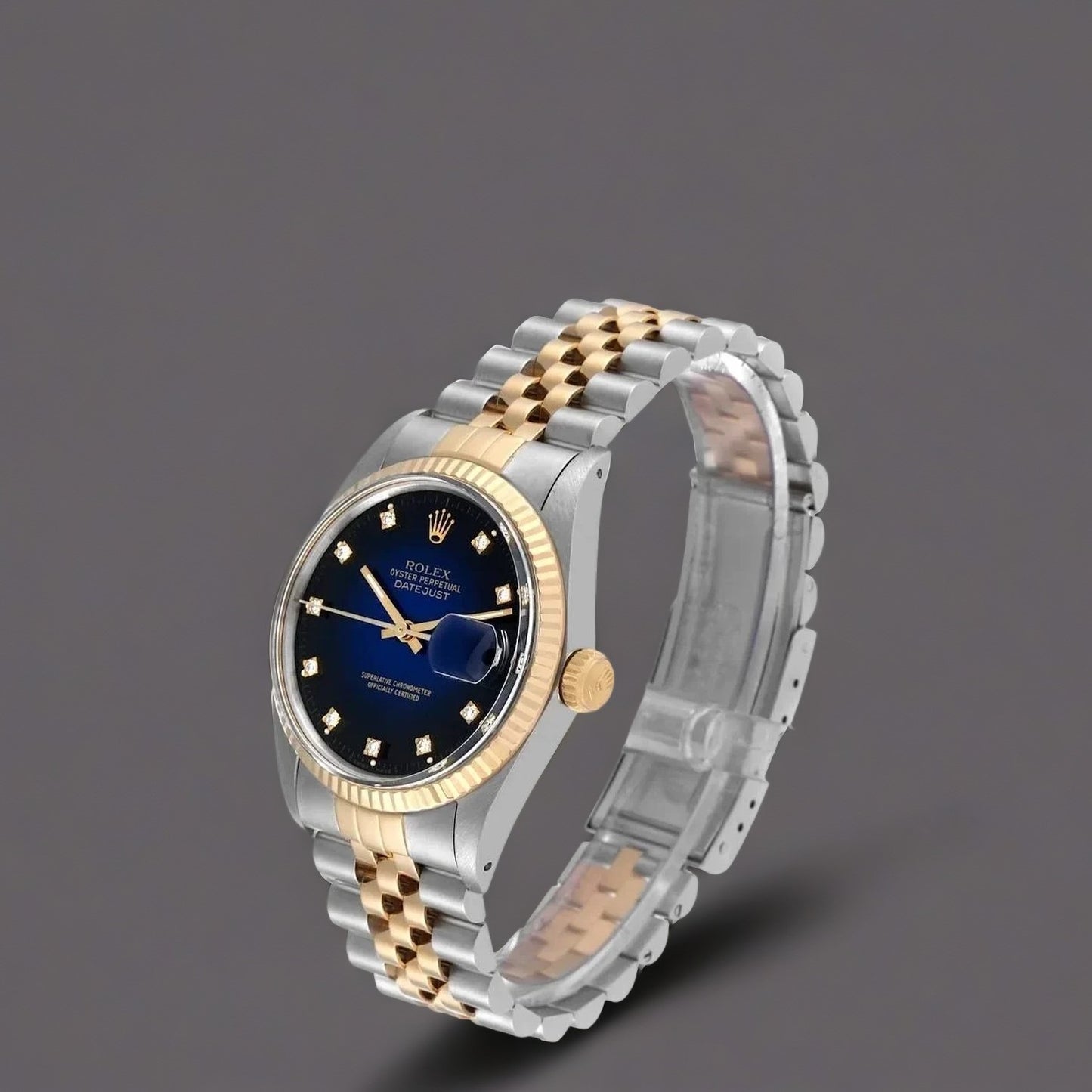 Rolex Datejust 36 Blue Vingette Diamond Dial Vintage Watch