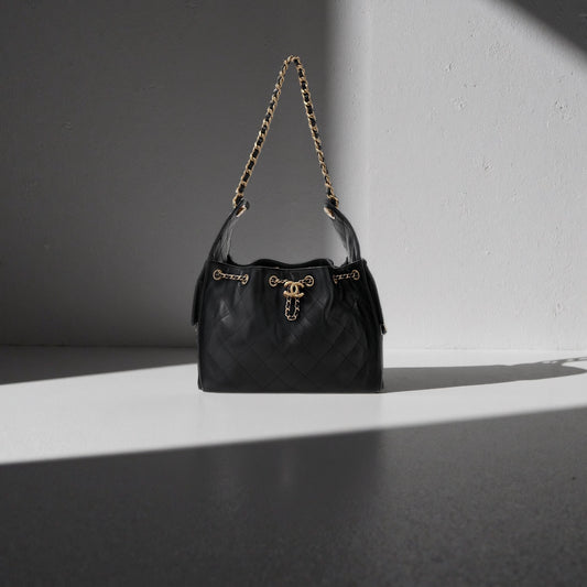 Caviar Quilted Small Chanel 25 Handbag Black