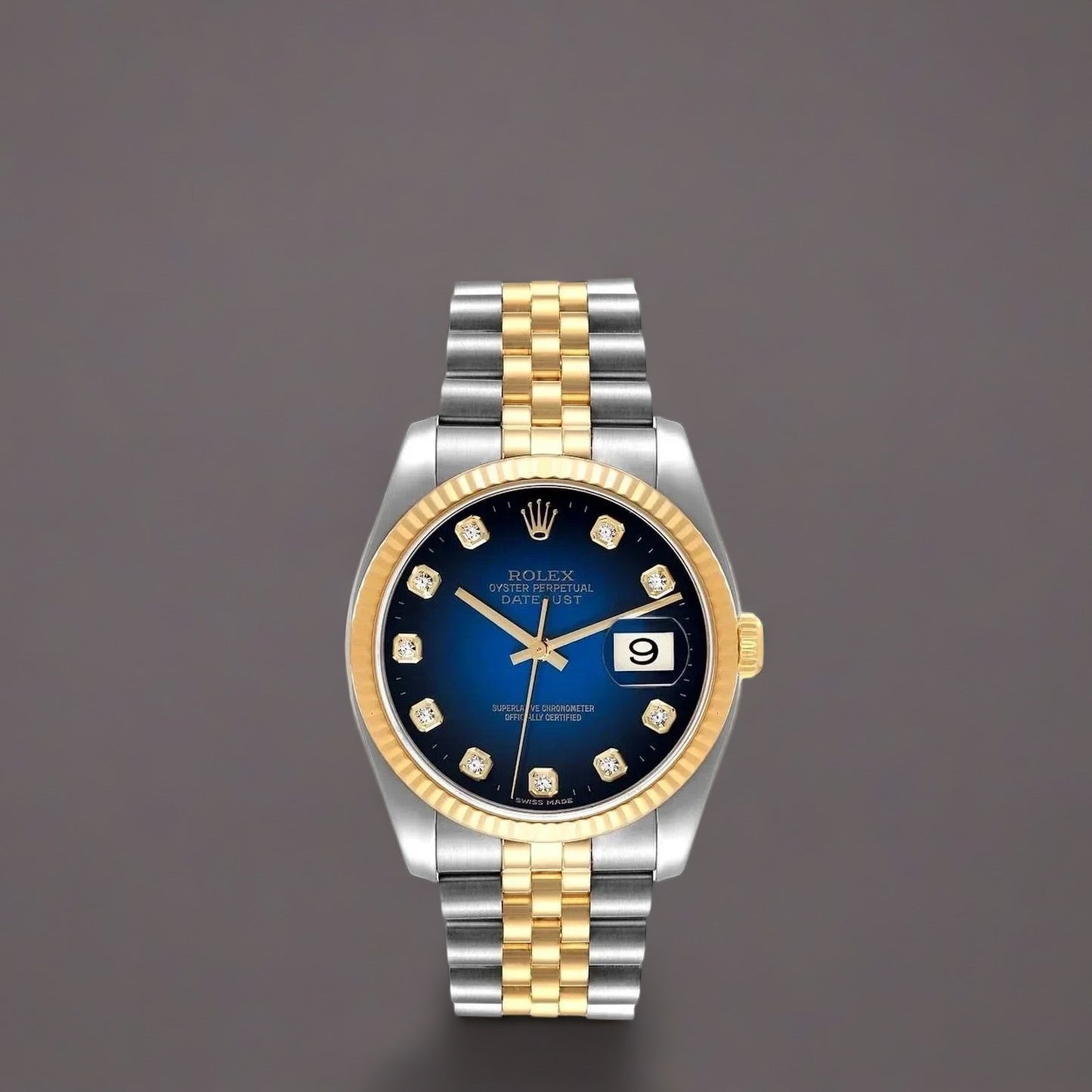 Rolex Datejust Midsize 31mm  Steel Yellow Gold Vignette Blue Diamond Watch