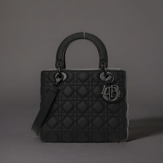 Ultra Matte Calfskin Cannage Medium Lady Dior Black