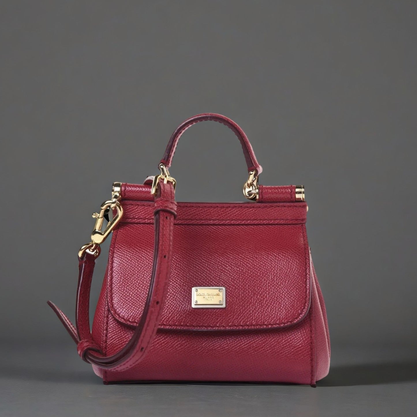 DOLCE & GABBANA Dauphine Micro Miss Sicily Satchel Dark Red