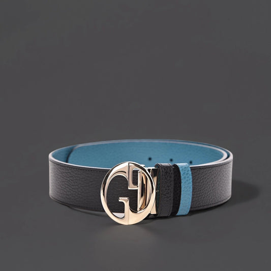 Dollar Calfskin 1973 Reversible Belt 95 38 Black Deep Cobalt