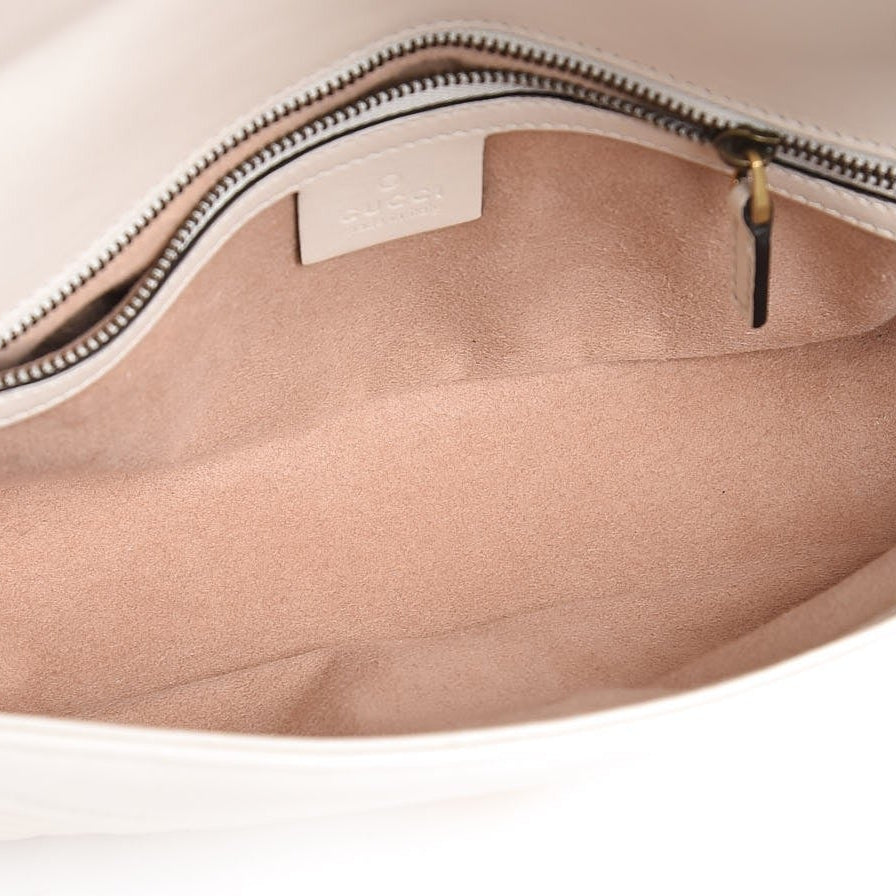 Calfskin Matelasse Small GG Marmont Shoulder Bag White