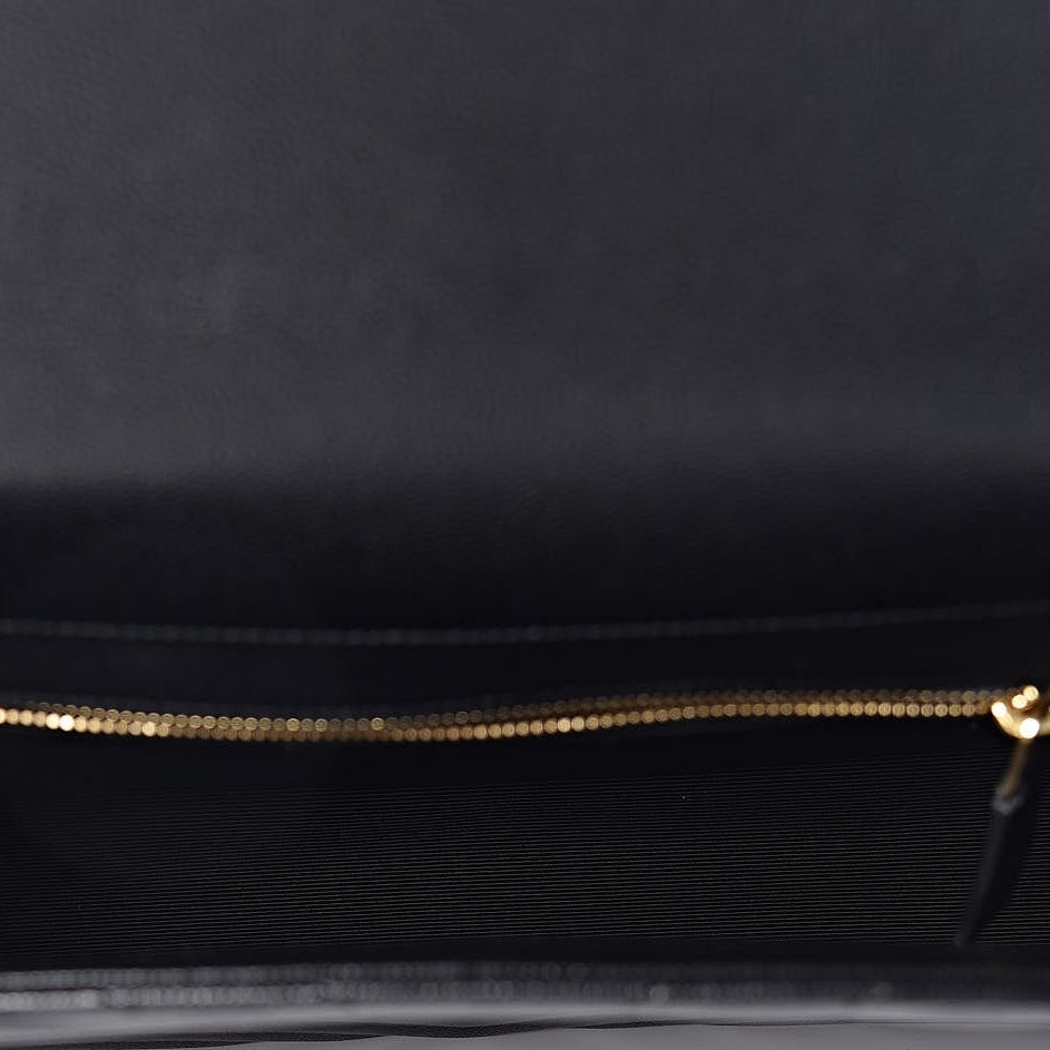 Grain De Poudre Matelasse Chevron Large Monogram Satchel Black