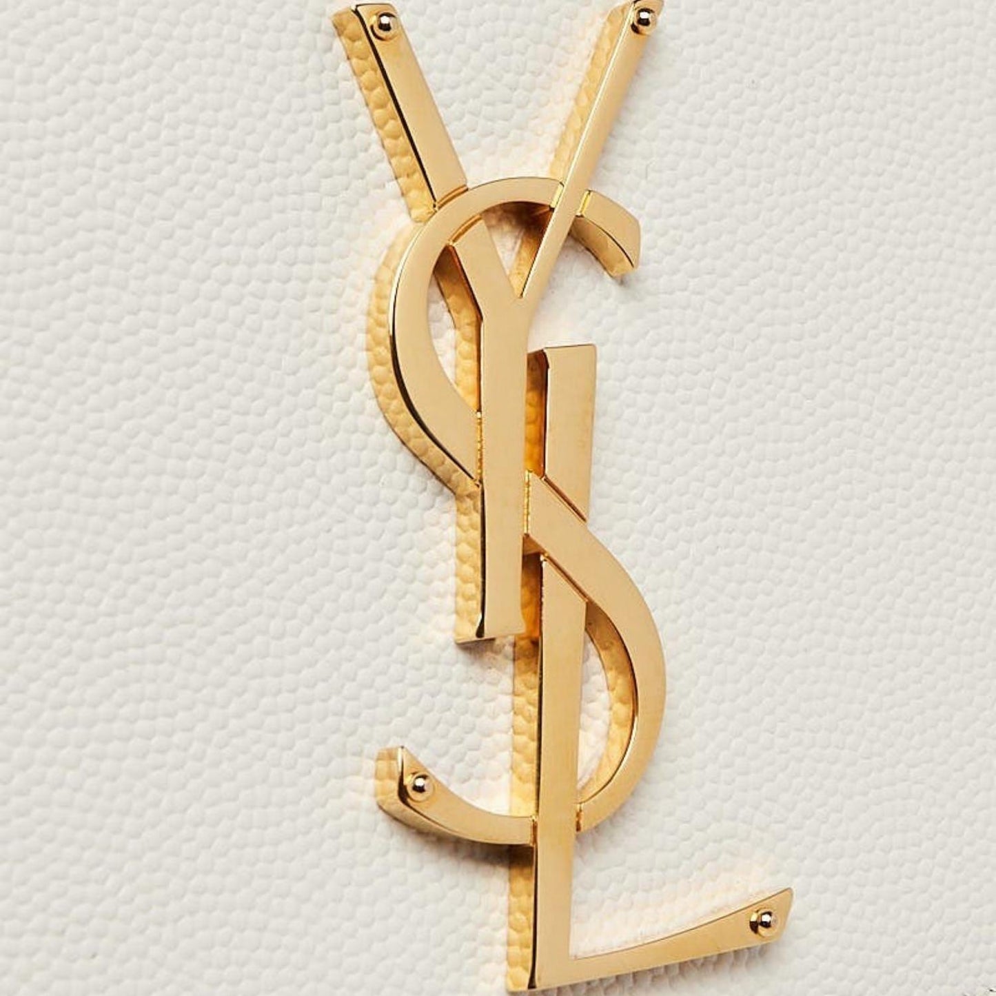 White Pebbled Leather Cassandre Clutch Bag